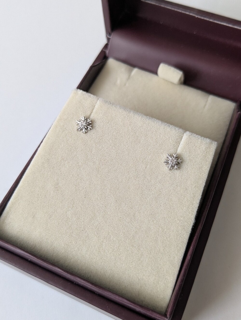 NIB Snowflake Earrings In Sterling Silver